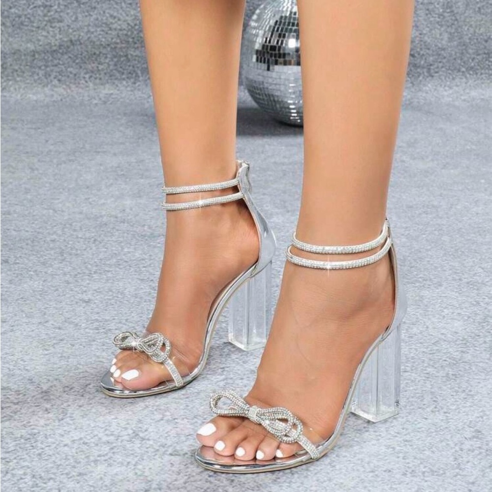 Elegant Silver Strappy Heels